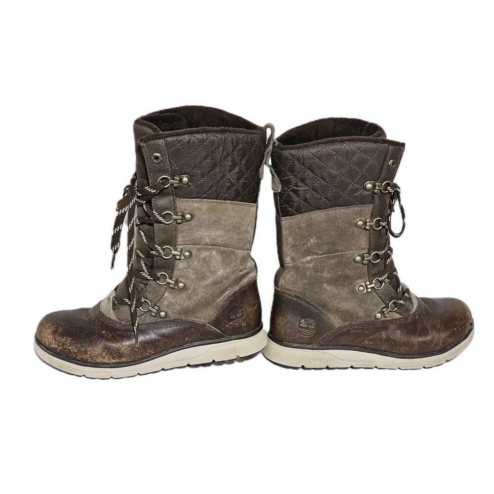 Timberland Boots Wood Haven Womens Size 8.5 Brown Leather Waterproof Lace Up - Picture 4 of 14